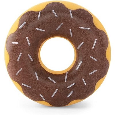 ZippyPaws ZippyTuff Dog Chew Toy - Rubber Chew Ring Toy, Puppy Teething Squeaky Toys, Flexible TPR Material - Chocolate Donut