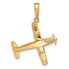 Black Bow Jewelry 14k Yellow Gold 3D Low-Wing Airplane Pendant - 4 of 4