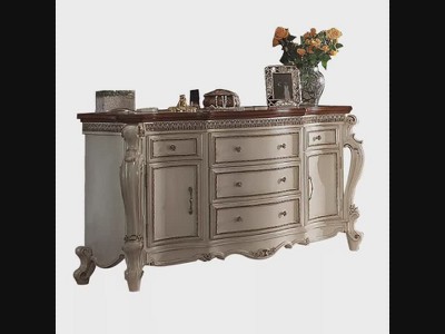 Antique Pearl and Cherry Oak 69" Glam Dresser