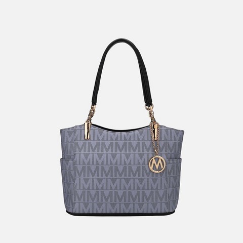 MKF Collection Large Signature Tote Handbag with Zip-Top Closure, Braylee – MKF Collection by Mia K – Grey