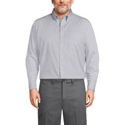 Lands' End Men's Traditional Fit Solid No Iron Supima Pinpoint Buttondown Collar Dress Shirt