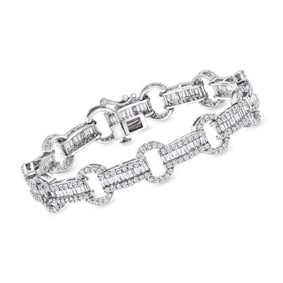Ross-Simons 6.80 ct. t.w. CZ Link Bracelet in Sterling Silver Size 7