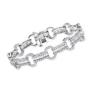 Ross-Simons 6.80 ct. t.w. CZ Link Bracelet in Sterling Silver Size 7 - 1 of 3