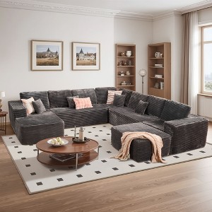 XIZZI Modular Sectional Sofa Couch, L/U-Shape Upholstered Couch, Modern Minimalist Couches for Living Room, Free Combination Deep Seat Corner Couch - 1 of 4