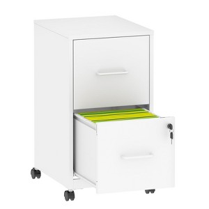 Munora - 2-Drawer Mobile File Cabinet with Lock - Rolling Steel Storage for Letter/Legal/A4 Files - White - 1 of 4