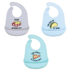 Hudson Baby Infant Boy Silicone Bibs 3pk, Fast Food, One Size - 1 of 2