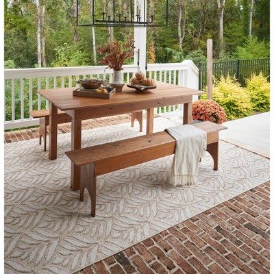 Aloha Tropical Palm 5'3" x 7'5" Ivory Grey Outdoor Rug