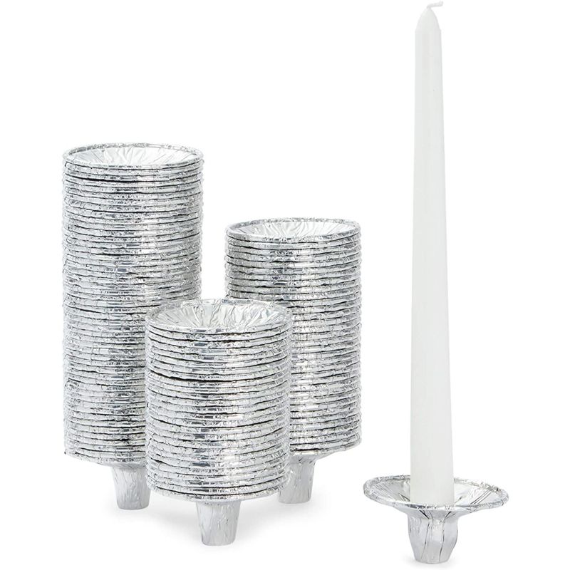 Okuna Outpost 200 Pack Disposable Aluminum Foil Candlestick Tapper Candle Holders for Shabbat, Funeral Procession, 2.76 in, 1 of 7