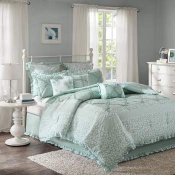 Aqua Gretchen Cotton Percale Comforter Set 9pc