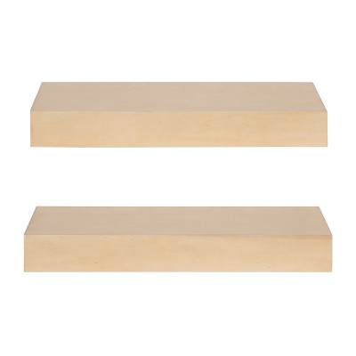 Natural Wood Floating Shelves Set of 2, 18 x 8