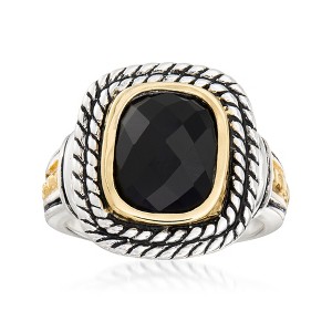 Ross-Simons Black Onyx Ring in Sterling Silver and 14kt Yellow Gold - 1 of 4