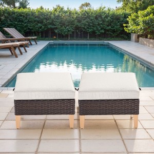 Gymojoy 2PCS Outdoor Patio Ottomans Wicker Ottomans Multipurpose Outdoor Furniture for Patio - 1 of 4