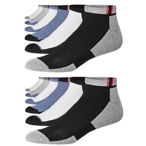 JAMES FIALLO 12 Pack Contemporary Blue White Grey Black Foot Contrast Basic Running Socks For Men - 1 of 4