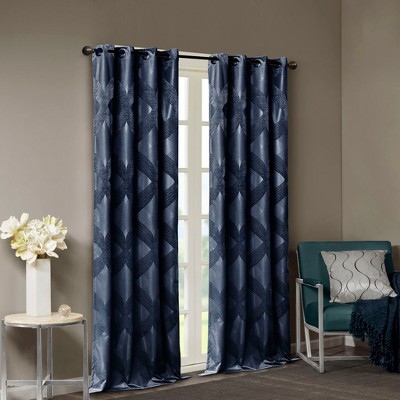 MAYEERTY Ogee Knitted Jacquard Total Blackout Curtain Panel(Only 1 Pc Panel)