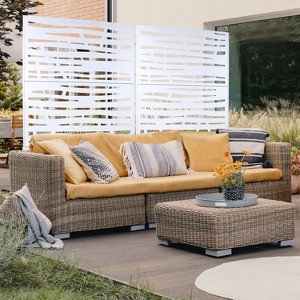 PAGED Decorative Screen Modern Partition Panel, Metal Fence Privacy Screen with Line Pattern for Balcony Garden Room Divider, 76" H×48" W - 1 of 4