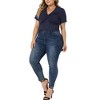 Agnes Orinda Women's Plus Size Twist Front V Neck Ribbed Short Sleeve Slim Fit Casual Solid Blouses - 2 of 4