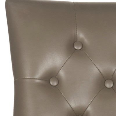 Gray Leather Parsons Chairs with Wood Legs, Set of 2