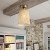 Dewdrop Rattan Semi Flush Mount Ceiling Light, Bamboo Woven Shade, Boho Light Fixture for Hallway - 3 of 4