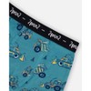 Deux par Deux Boy Printed Organic Cotton Boxer Shorts Teal with Yellow Truck - 4-5 Years - 3 of 3