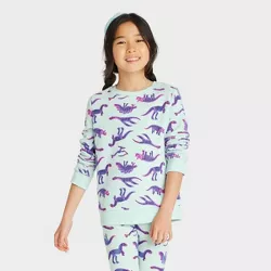 Girls' Crewneck Fleece Pullover Sweatshirt - Cat & Jack™ Mint S
