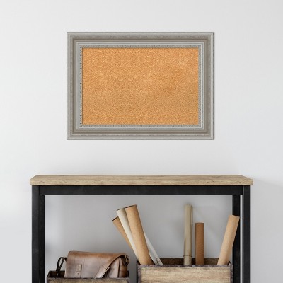 Amanti Art Silver Framed Natural Cork Bulletin Board 30" x 22"