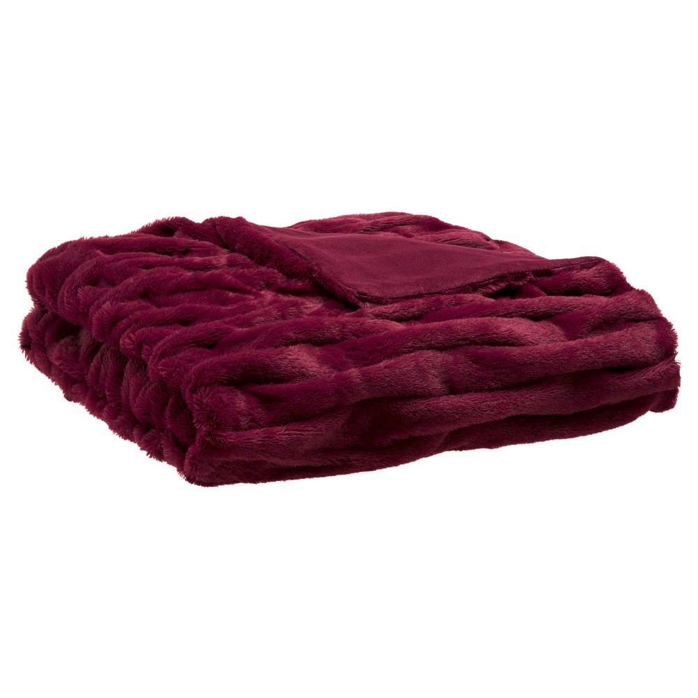 UPC 675716665692 product image for Red Ruched Faux Fur Throw (60