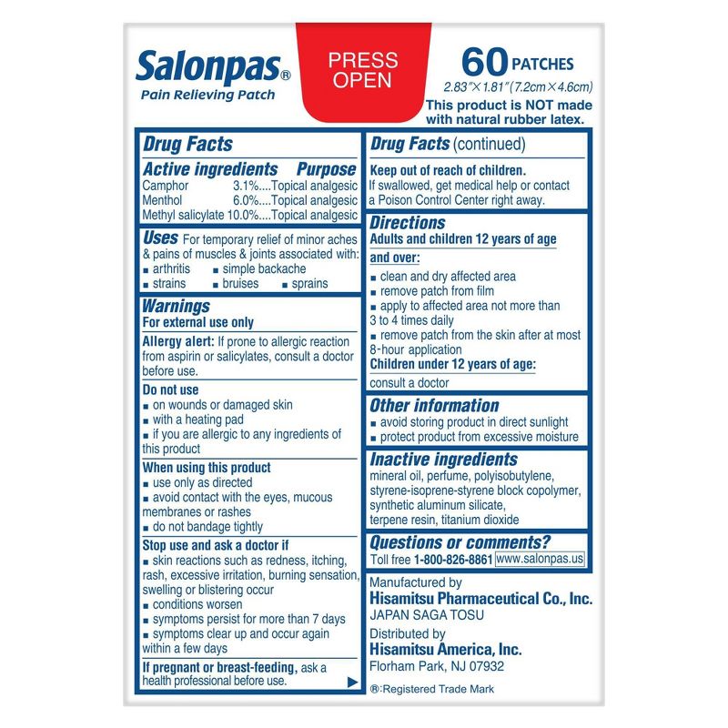 Salonpas Pain Relieving Patch - 8 Hour Pain Relief - 60ct, 3 of 7