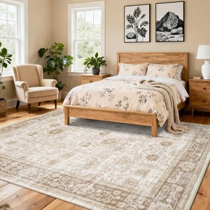 Area Rugs Washable Non-Slip Low Pile Ultra Soft Indoor Under Table Area Rug Carpet for Bedroom Living Room - 1 of 4