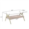 GlasFlength Living Room Modern Minimalist End Tables, Stylish and Fashion, Space Saving for Small Homes Spaces, Brown,38.6”*17.3”*22.83" - 3 of 4