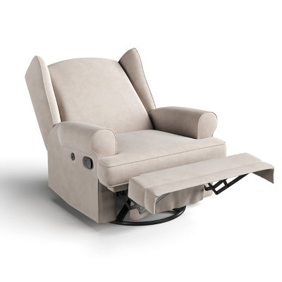 Ivory Swivel Recliner with Metal Base and USB Ports