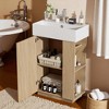 21.6" Freestanding Bathroom Vanity with Ceramic Sink, Wood Grain Finish, Side Storage & Tissue Holder, Small Space Cabinet - 3 of 4