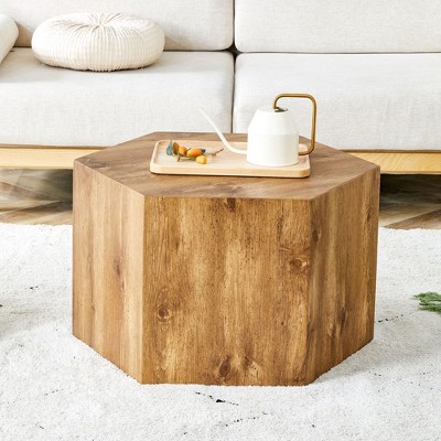 CAVINAS MDF Hexagon Coffee Table for Living Room,Bedroom,Modern Center Table with Texture Pattern