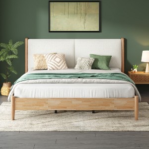 Christopher Knight Home Boran Contemporary Rubberwood Bed with Upholstered Headboard - 1 of 4
