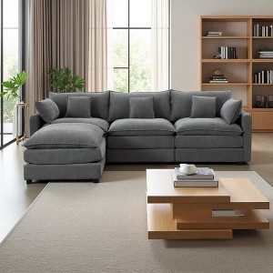 99" Chenille L-Shaped Modular Sectional Sofa, 4-Piece Set - 1 of 4