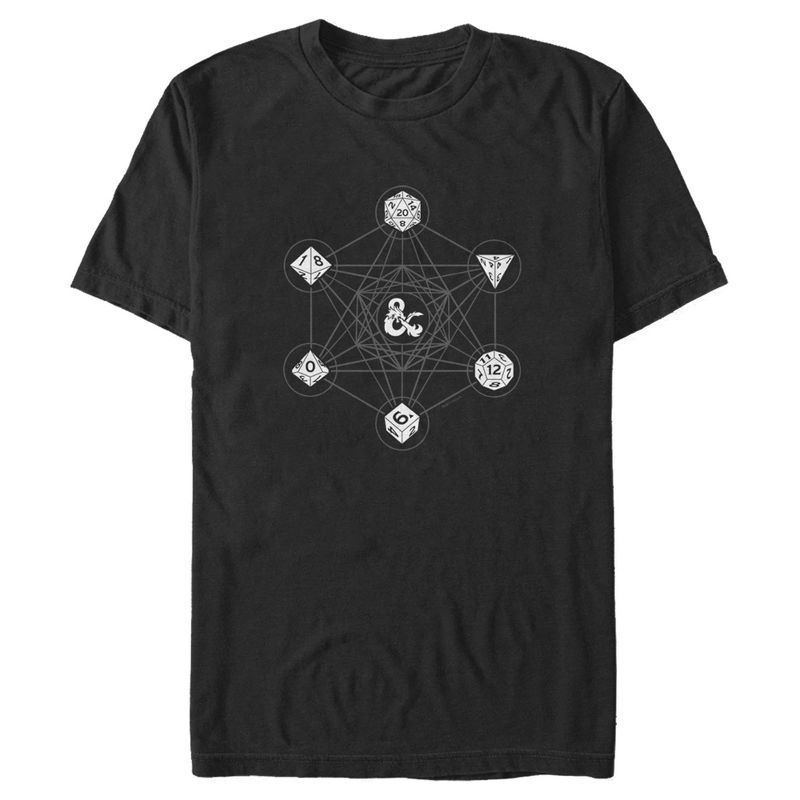 Men's Dungeons & Dragons Geometric Dice Pattern T-Shirt, 1 of 5
