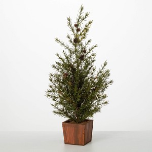 Sullivans Artificial Potted Cedar Pinecone Christmas Tree  Green  Indoor Christmas DÃƒÂ©cor - 1 of 4