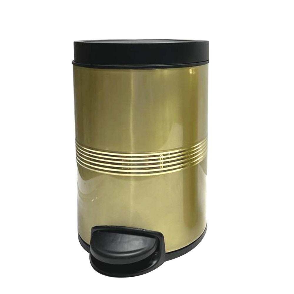 Stainless Steel Step Trash Can with Lid Gold - Nu Steel: 5 Gallon, Weighted Base, Spot-Wipe Clean, Indoor Use