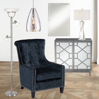 70" Brushed Nickel Adjustable Torchiere Floor Lamp with White Glass Shades