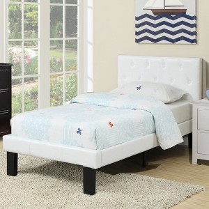 Royal Hampton Faux Leather Upholstered Twin size Bed With tufted Headboard White - 1 of 4