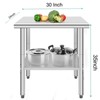 Stainless Steel Kitchen Cart, 30 x 24 x 35 inches Prep Table with Table Foot and Adjustable Shelf - 2 of 4