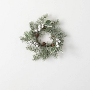 Artificial Pine Leaf And Berry Mini Accent Wreath Multicolor 11"H - 1 of 4