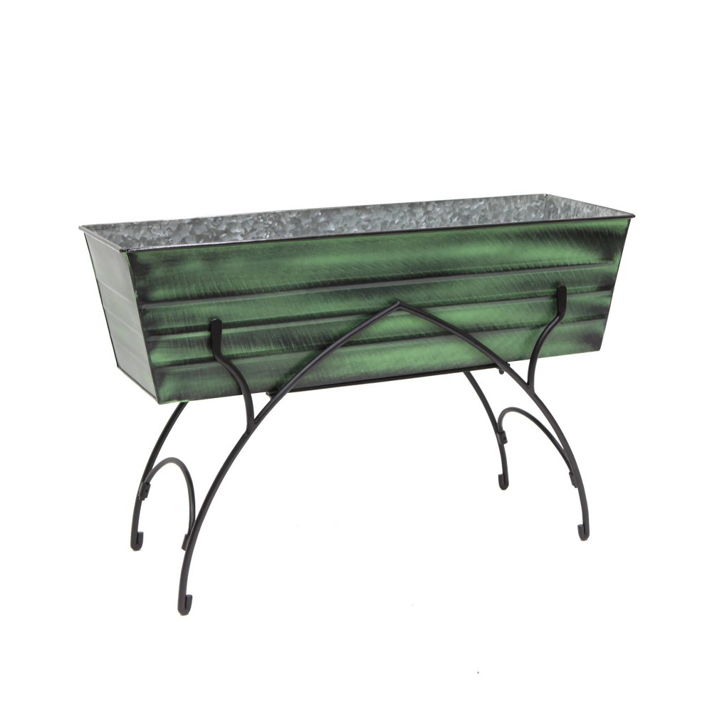 Photos - Flower Pot ACHLA Designs 22.75" x 35.25" Rectangular Steel Planter Box with Iron Stand: Weather-Resistant, Patio Decor