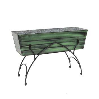 ACHLA Designs Indoor/Outdoor Rectangular Galvanized Steel Flower Planter Box with Iron Stand