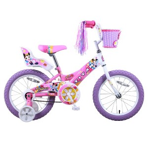 Titan Girl's Flower Princess BMX Bike for 4-9 Years Girls with Training Wheels 16 Inch Kids Toddler Bicycle with Utility Basket & Streamers - Pink - 1 of 4
