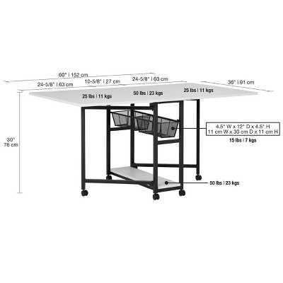 Charcoal & White Mobile Sewing Craft Table with Wire Storage