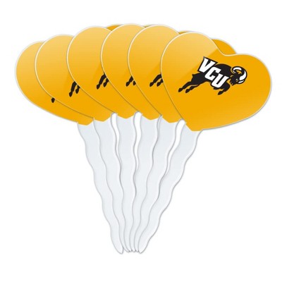 Virginia Commonwealth University Secondary Heart Love Cupcake Picks Toppers Decoration Set of 6