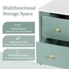 Whisen Modern Minimalist Nightstand with 2 Storage Drawer, Golden Metal Handles and Legs, Unique Textured Design - 3 of 4