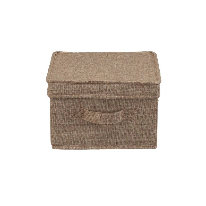 Household Essentials Set of 2 Medium Storage Boxes with Lids Latte Linen, 5 of 9