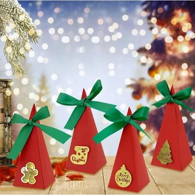 Christmas gift box with ribbon box paper, dry Christmas party gift supplies, used for packaging cookies, candies, etc