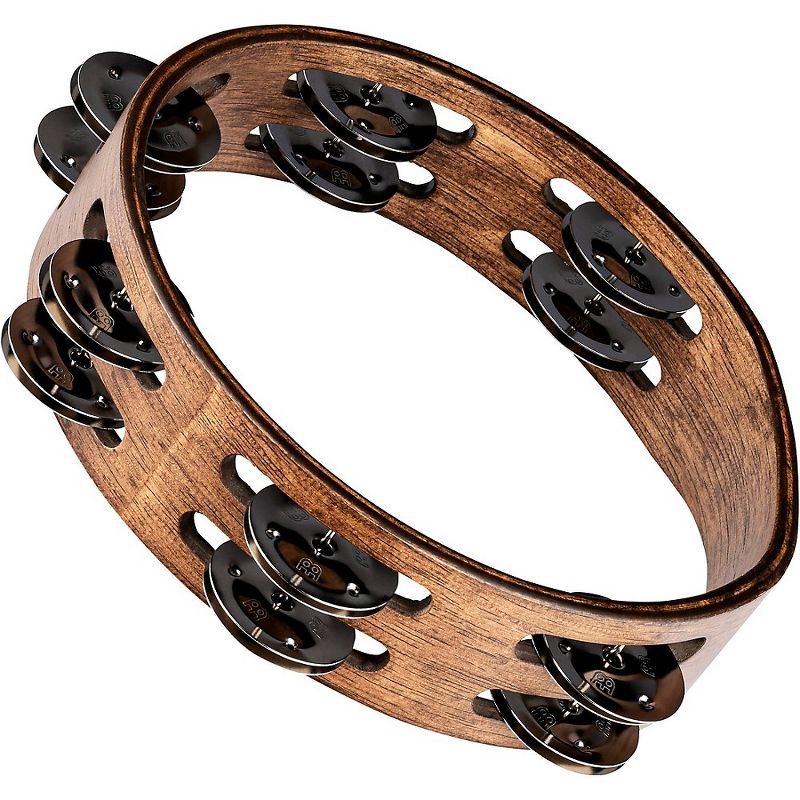 MEINL Compact Wood Tambourine with Double Row Stainless Steel Jingles 8 in. Walnut Brown, 1 of 6
